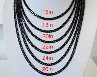 Titanium Black 5mm cuban chain necklace | titanium chain waterproof | mens chain | gift for him | chains | black chain | mens necklace