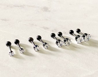 Titanium Black Earrings | Black Stud Earrings | Screw Back Earrings | Men Earrings | Women Earrings | Black Studs | Titanium Earrings