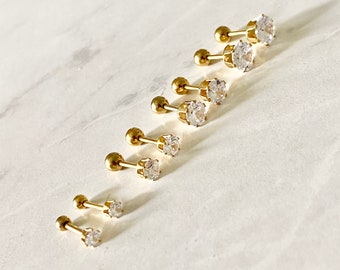 Titanium Gold Earrings | Gold Stud Earrings | Screw Back Earrings | Men Earrings | Women Earrings | Gold Studs | Titanium Earrings