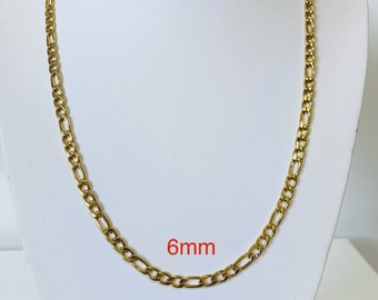 18k Gold 6mm figaro chain necklace | titanium chain waterproof | mens chain | gift for him | chains | gold chain | mens necklace curb chain