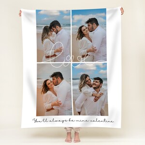 Manta de pareja de 4 fotos, manta de fotos personalizada de pareja, manta de San Valentín, manta conmemorativa, manta acogedora, manta suave y acogedora