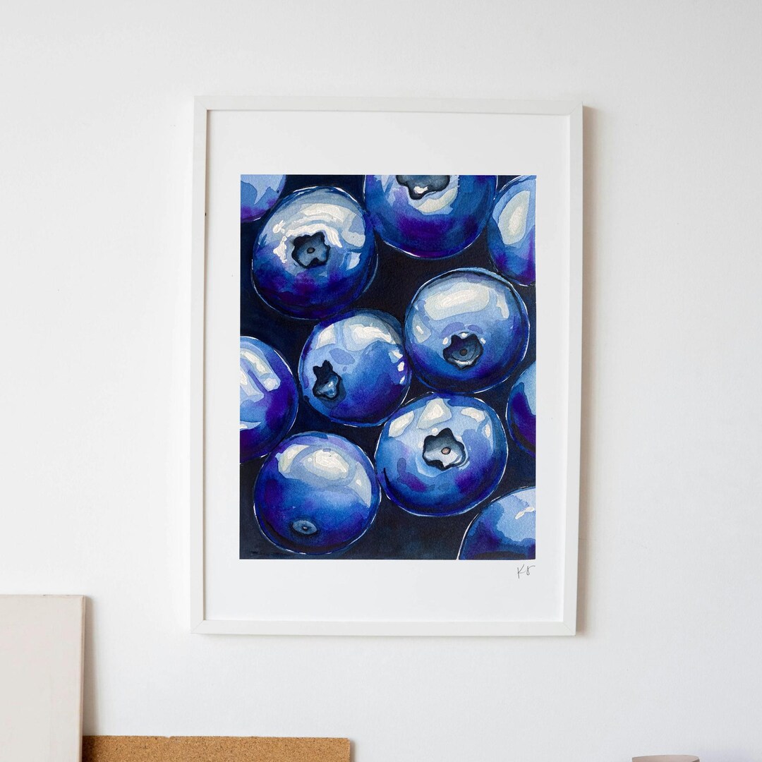 Watercolor Blueberry Print – 8x10 Fruit Still Life - Etsy