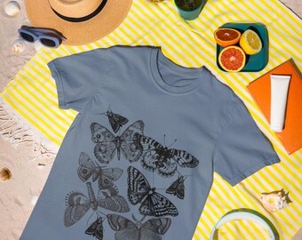 Koszulka z motywem motyla w stylu retro: unisex, letnia moda