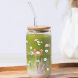 Sea Sipper Glass, 16oz, Retro Under the Sea Glass, Gift for Friend, Ocean Drinkware, Beach Lover Tumbler, Coastal Barware