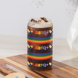 Rainbow Pride Sipper Glass: LGBTQ+ 16oz Tumbler