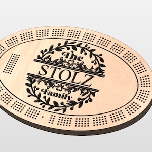 4 Peg Family Name Crib Board, Cribbage board, dxf, svg, Digital File