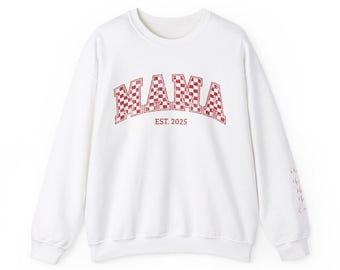 Personalized Mama Sweatshirt with Kid Names on Sleeve, Mothers Day Gift, Birthday Gift for Mom, New Mom Gift, Minimalist Cool Mom Sweater