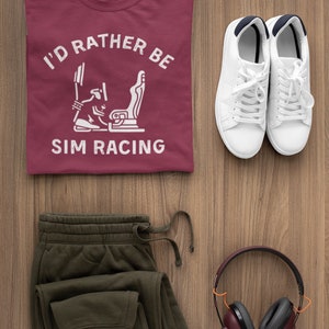 I'd Rather Be Sim Racing Shirt for Sim Racer Gift Video Gamer T-shirt ...