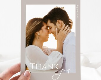 Carte de remerciement de mariage, Mariage moderne, Mariage classique, Mariage neutre, Merci moderne, Merci avec photo, Carte de remerciement