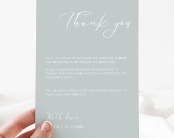 Carte de remerciement de mariage, mariage moderne, mariage minimaliste, mariage neutre, merci moderne, mariage à imprimer, carte de remerciement