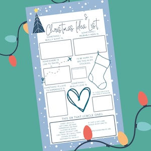 Weihnachtswunschliste Idee Printable