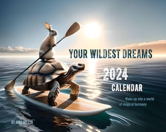 Your Wildest Dreams 2024 Wall Calendar. FREE SHIPPING! Playful, humorous animal friendships and adventures with beautiful landscapes