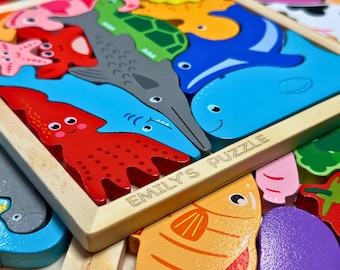 Personalized Wooden Jigsaw Puzzle: Montessori Learning Toy