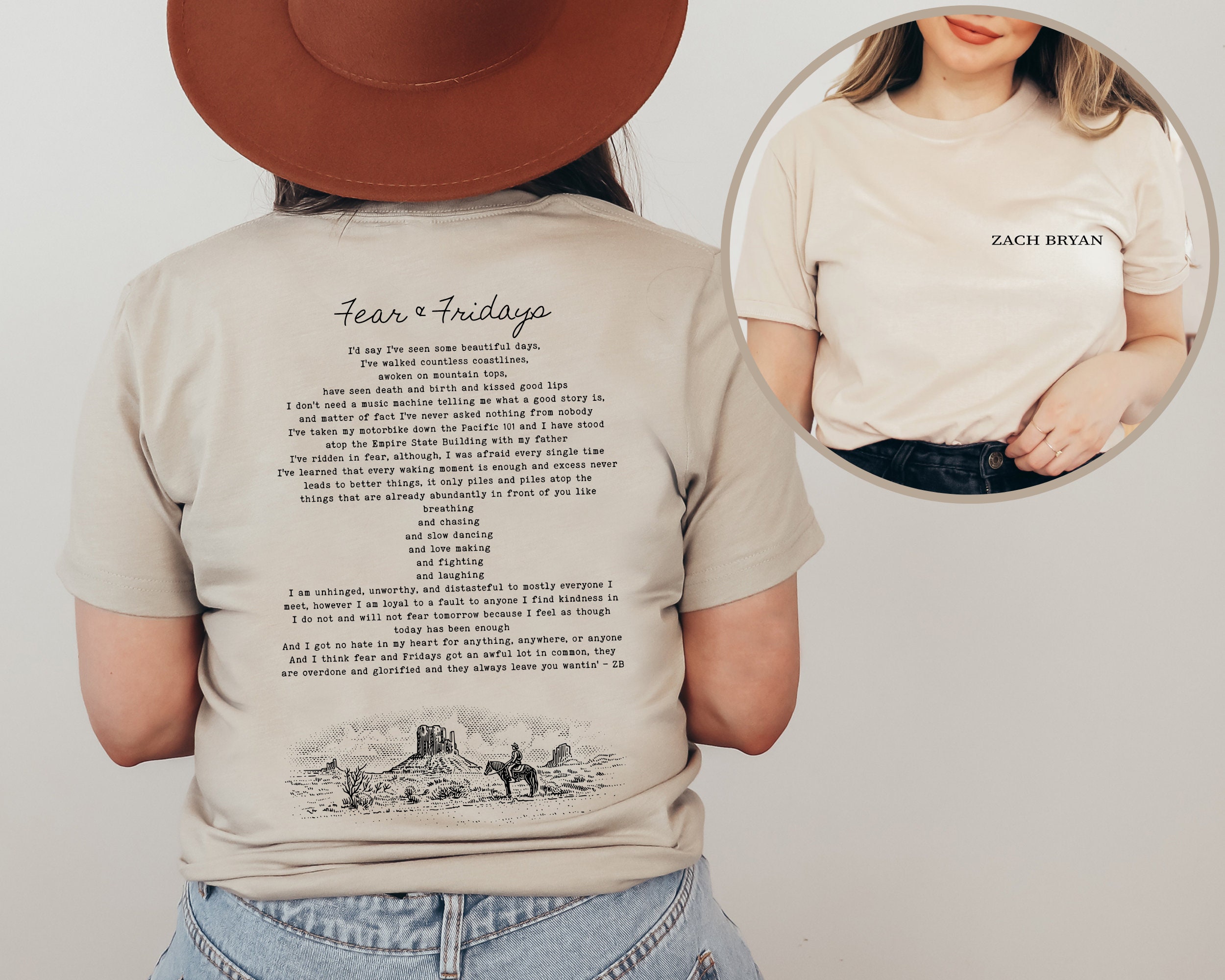 Zach Bryan Fear and Fridays Full Poem Shirt, Zach Bryan Front And Back Shirt, Country Music, Zach Bryan 90s Rap Shirt