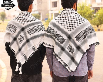 Shemagh Keffiyeh Palestine Scarf, Arab Style Unique Palestine Keffiyeh, Vintage Traditional Cotton Arafat Hatta, Palestinian Head Keffiyeh