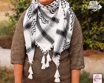Shemagh Keffiyeh Palästina Schal, Arafat Hatta Kopftuch im arabischen Stil, Palästina Keffiyeh Shemagh Schal, traditioneller Schal für Herren & Damen