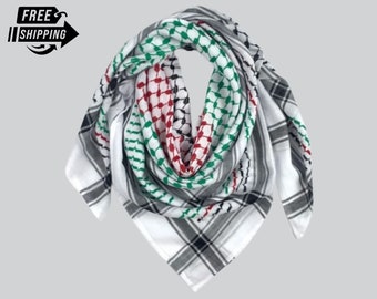 Vintage Arab Style Keffiyeh Palestine, Palestine Printed Shemagh Scarf, Unique Palestinian Keffiyeh, Colorful Head Scarf for Mens & Womens