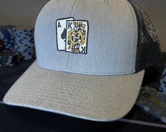 Ace King Poker Trucker Hat-- Ace of Spades & King of Spades -- Gifts for Poker Players, Casino Trips,  Playing Card Games,  Gifts for Him