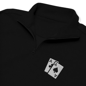 Suéter de póquer con cremallera de un cuarto de Aces: as de tréboles y as de espadas: regalos para jugadores de póquer Texas Hold'em, casino, juegos de cartas, regalos para él