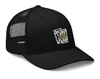 Pocket Kings Poker Trucker Hat-- King of Clubs& King of Spades - Gifts for Poker Players, Casino Trips,  Playing Card Games,  Gifts for Him