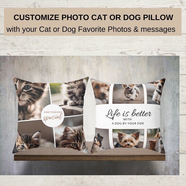 Personalize Cushion Cover with the photo of your Pet Dog Pillow Cat Photo Pillow Custom Cover Spun Polyester Square Pillow with Pet image