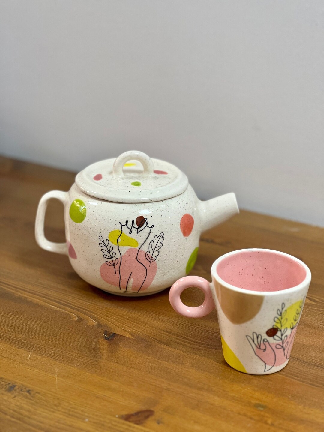 Handmade Ceramic Kettle and Mug, Ceramic Teapot Handmade, Rustic Home