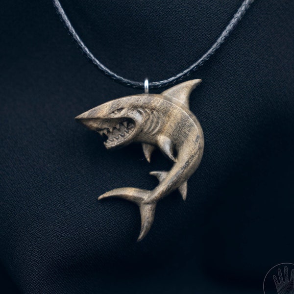 Handcrafted Wooden Shark Pendant - Unique Ocean-inspired Jewelry, Shark Necklace, Wood Shark, Wood Jewelry, Gift Idea