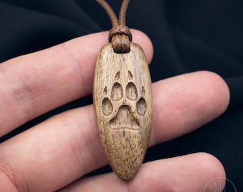 Wolf Paw Necklace, Wooden Paw Pendant, Wolf Paw, Wood Jewelry, Wooden Jewelry, Wood Necklace, Wooden Necklace
