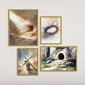 Christian Easter Bundle, Christian Wall Art, The Tomb is Empty, He is Risen, Christian Printable Art, Picture of Jesus, Jesus Art, Bible Art