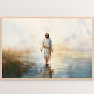 Jesus Christ Walking on Water, Christian Art, Jesus Painting, Christian Printable Art, LDS Art, Walking on Water Art, Bible Art, Jesus Print