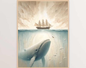 Jonah and the Whale, Bible Verse Wall Art, Christian Painting, Bible Parable Art, Christian Printable Art, Old Testament Art, Bible Prints