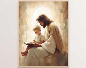 Lessons by Christ, Christian Art, Jesus with Boy, Jesus Prints, LDS Painting, Bible Art, Jesus Christ and Kid, Christian Painting, Jesus PNG