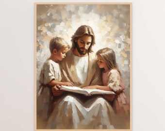 His Teachings, Christian Art, Jesus with Children Art, Jesus Art, LDS Art, Bible Prints, Jesus and Kids, Christian Nursery Art, Jesus Prints