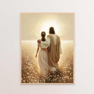 Lead the Way, Christian Art, Jesus Walking with Woman, Picture of Jesus and Girl, LDS Art, Bible Painting, Christian Painting, Bible Prints