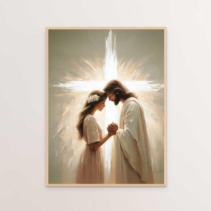 Strength of Prayers, Christian Wall Art, Jesus Praying with Woman, Jesus Prints, LDS Art, Bible Painting, Religious Art, Jesus and Girl Art