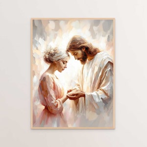 Eternal Love, Christian Art, Jesus and Woman Art, Jesus and Woman Hold Hands, Jesus Art, LDS Art, Catholic Art, Bible Wall Art, Jesus Prints