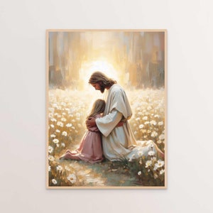 Day of Light, Christian Wall Art, Jesus and Girl Art, Picture of Christ, LDS Art, Bible Art, Jesus Download Art, Jesus with Children Prints