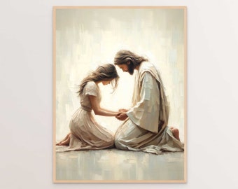 Jesus Comforting Woman, Christian Art, Jesus and Girl, Jesus Painting, LDS Art, Bible Verse Painting, Jesus Printable Art, Jesus and Woman