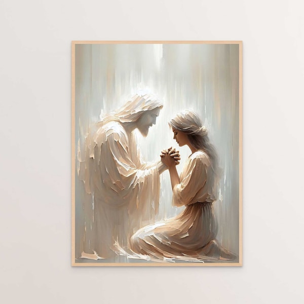 Always With You, Christian Art, Jesus and Woman Prayer, Jesus Painting, LDS Digital Art, Digital Christ Art, Bible Art, Jesus Heals A Woman