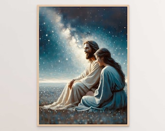 Beautiful Nights, Christian Wall Art, Jesus and Woman, Jesus Art, LDS Art, Digital Bible Verse Wall Art, Religious Wall Art, Christian Print