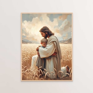 Loved By Jesus, Christian Art, Jesus and Boy, Jesus Portrait, LDS Art, Bible Art, Jesus Painting, Jesus with Children, Jesus and Kids Art