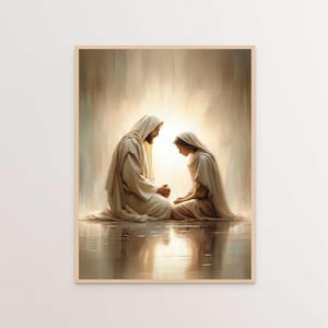 Divine Prayers, Christian Art, Jesus and Girl, Picture of Christ, LDS Printable, Bible Prints, Jesus and Woman, Christian Art, Jesus Prints