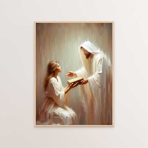Finding Faith, Christian Art, Jesus Christ and Girl, Jesus Wall Art, Digital LDS Art, Bible Verse Wall Art, Jesus and Woman Painting
