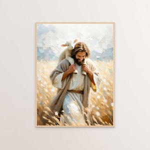 Te llevaré a casa, arte cristiano moderno, pintura cristiana, Jesús y el cordero, arte de Leave the 99, arte con versículos bíblicos, pintura mormona, pintura de Jesús