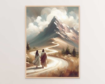 The Road Ahead, Modern Christian Art, Jesus Walking with Woman, Jesus and Girl Art, Bible Verse Art, LDS Digital Art, Jesus Digital Painting