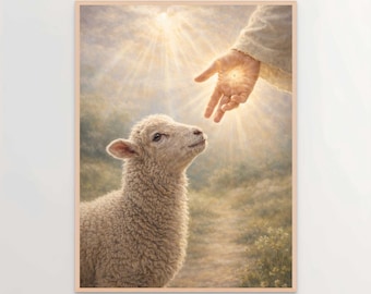He Will Save You, Christian Wall Art, Jesus and the Lamb, Jesus Painting, LDS Art, Bible Art, Jesus Shepherd Art, Christian PNG, Jesus Art