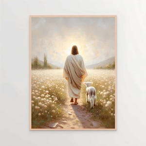 Jesús deja a los 99, arte cristiano, Jesús y el cordero, arte de Jesús el pastor, arte mormón, arte bíblico, pintura de Jesús, arte religioso, póster de Cristo