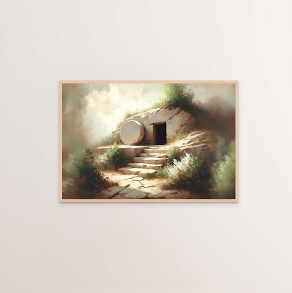 The Tomb is Empty, Easter Christian Painting, Easter Art, Jesus Christ Is Risen, He is Risen Art, Bible Prints, Jesus Print, Christian Print