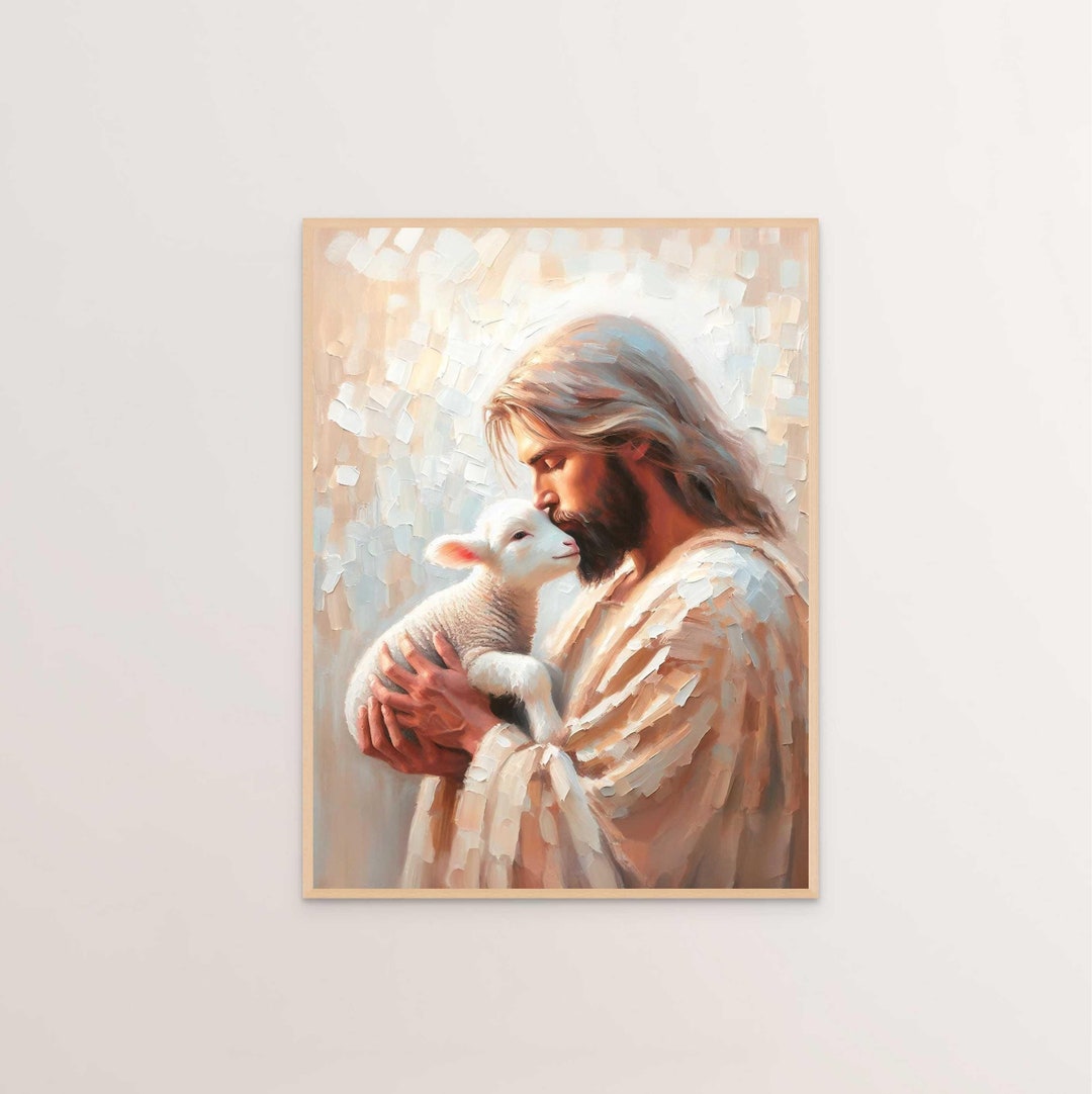 羊飼いの愛、キリスト教美術、イエスが子羊を救う、イエスの羊飼いの