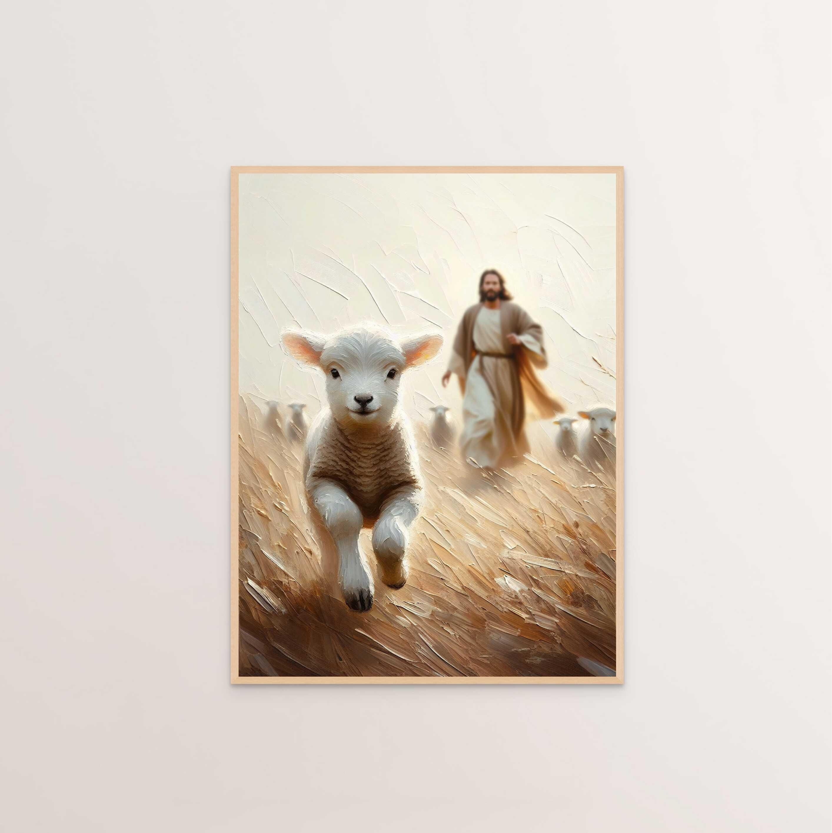 イエスは子羊を救う、キリスト教アート、イエスと子羊、99人を残す